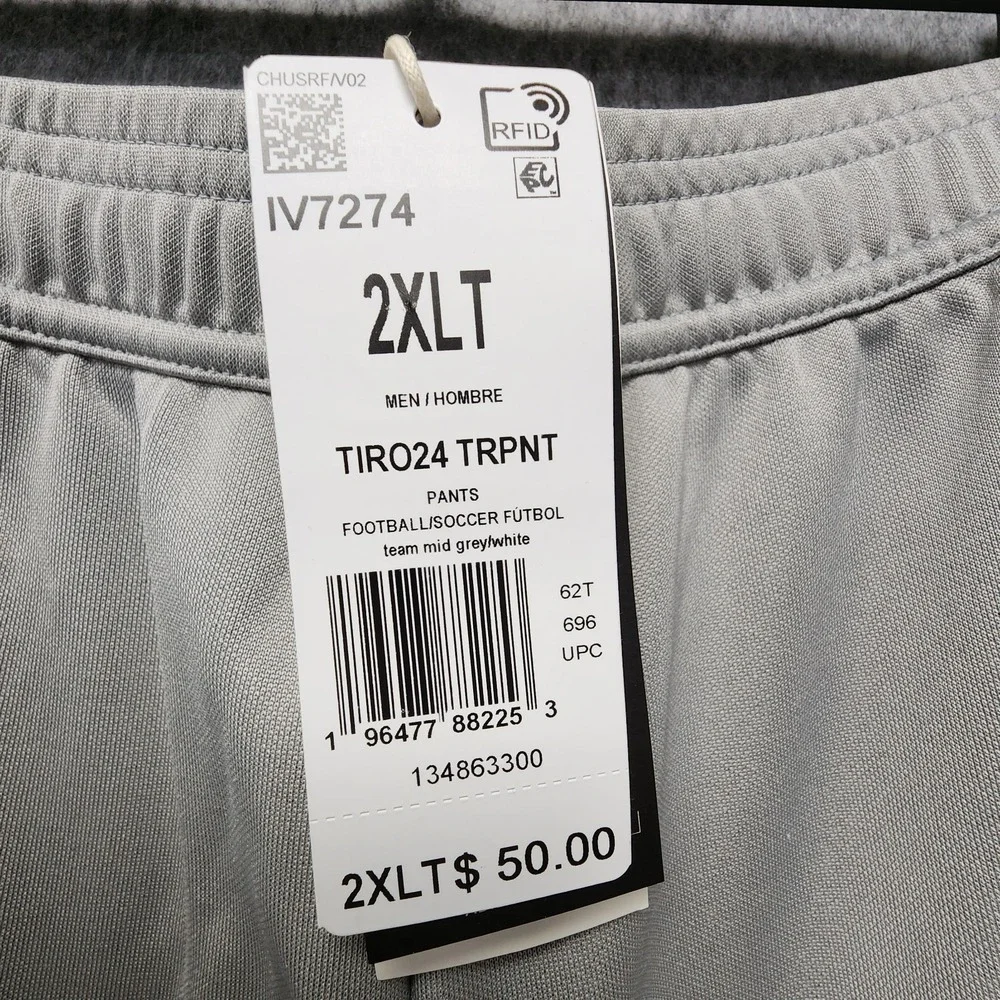 Adidas Tiro 24 Training Pants Mens 2XLT‎ Gray White 3 Stripe Tapered Joggers NEW